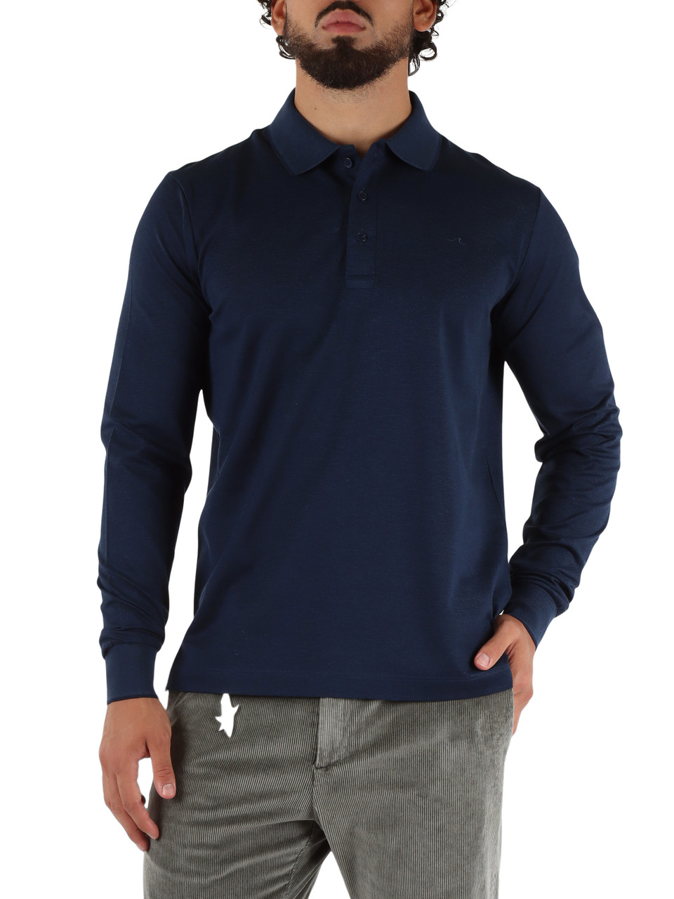 BLU | Polo in cotone piquet con ricamo logo