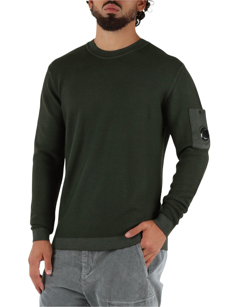 VERDE SCURO | Maglia girocollo in lana