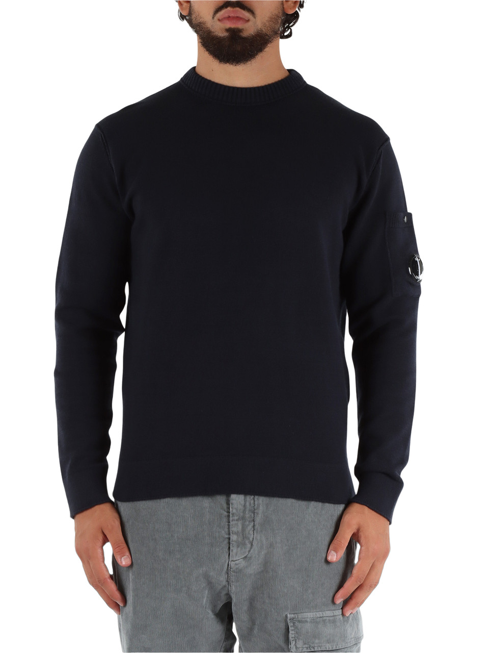 BLU SCURO | Maglia girocollo in misto cotone
