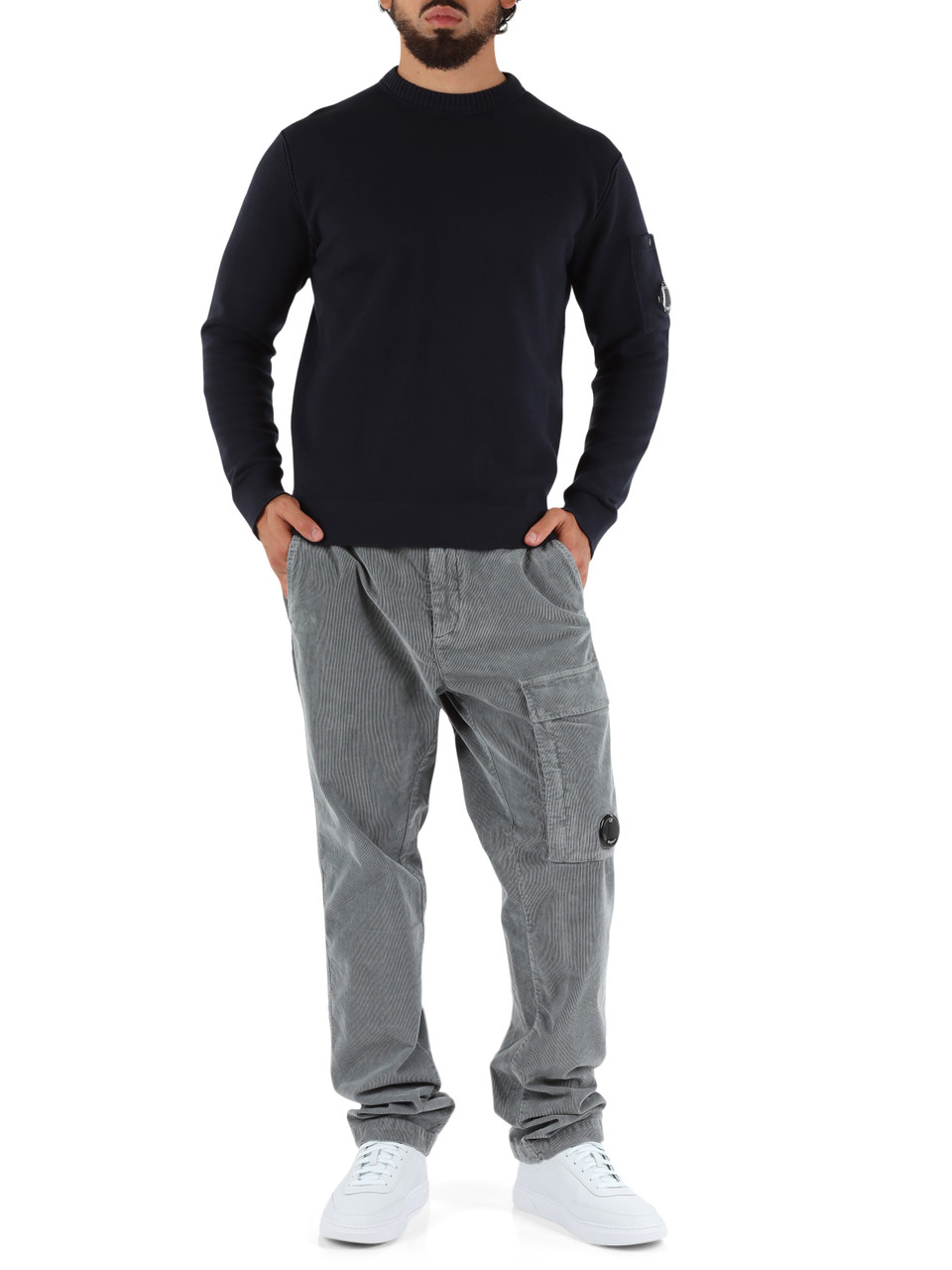 BLU SCURO | Maglia girocollo in misto cotone
