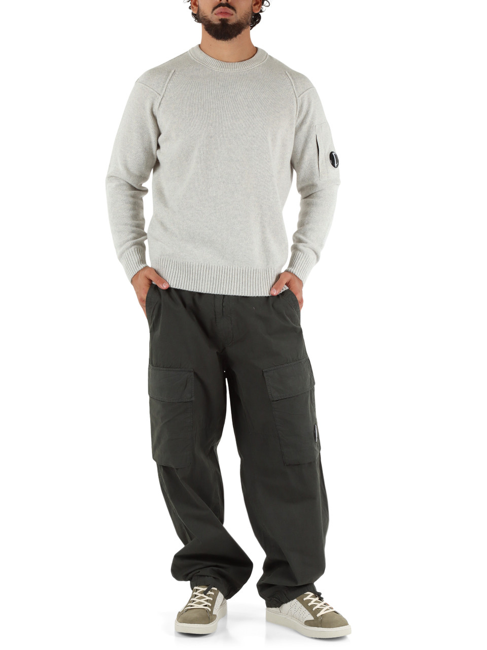 GRIGIO CHIARO | Maglia girocollo in misto lana