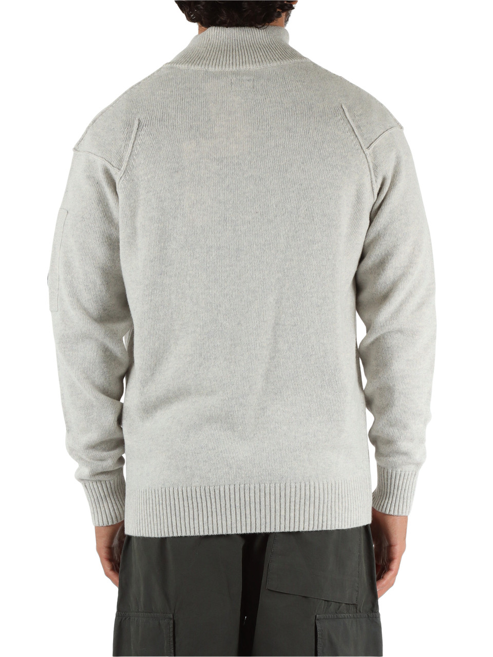 GRIGIO CHIARO | Maglia in misto lana con collo a zip