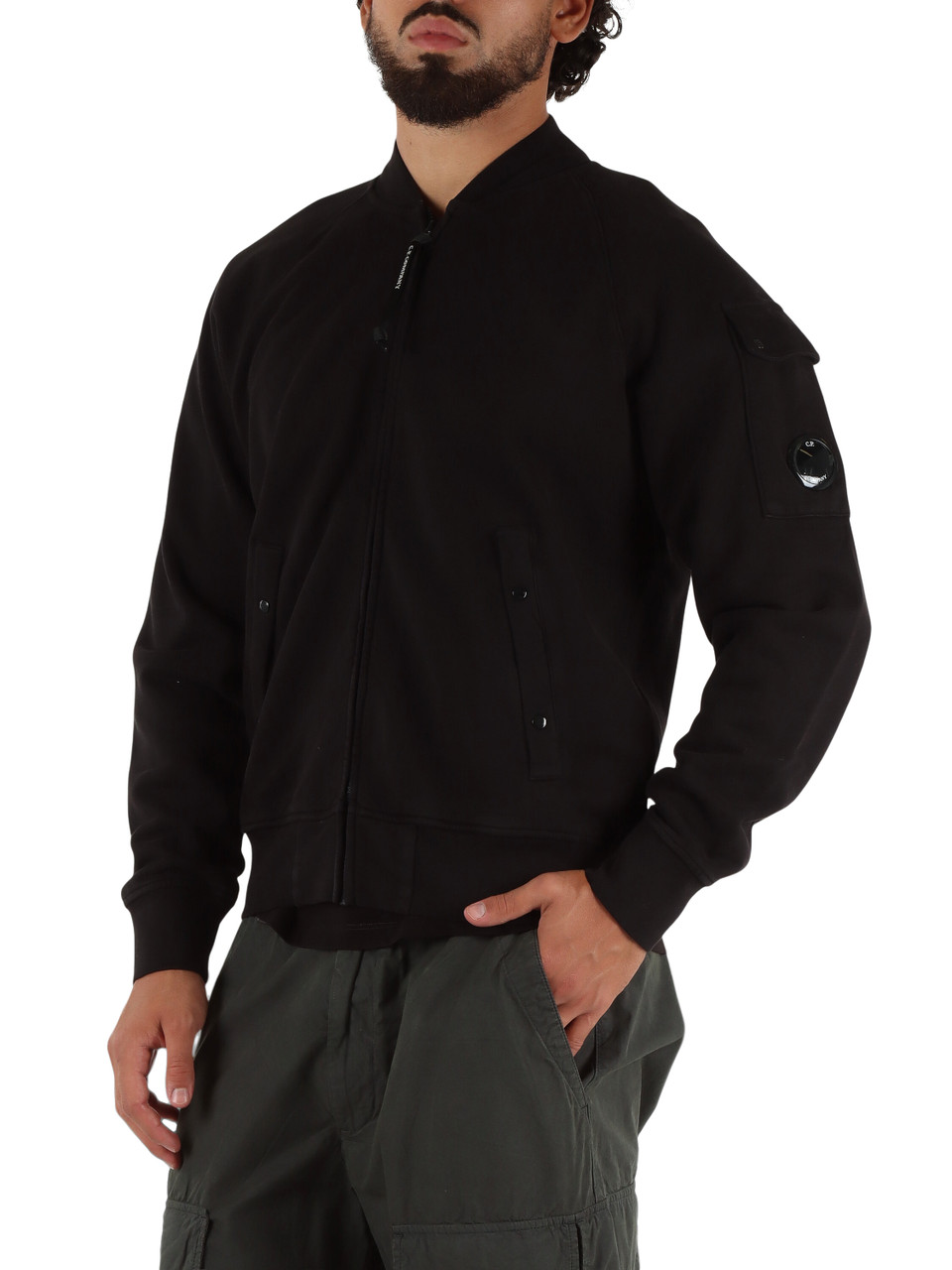 NERO | Felpa in cotone modello bomber con zip NERO | Felpa in cotone modello bomber con zip