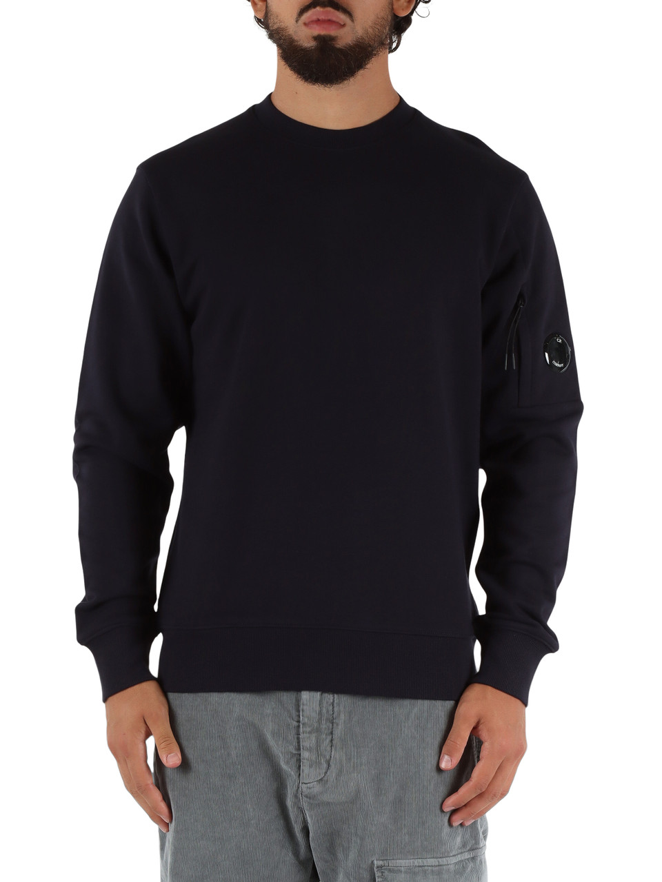 BLU SCURO | Felpa girocollo con inserto stampa logo BLU SCURO | Felpa girocollo con inserto stampa logo