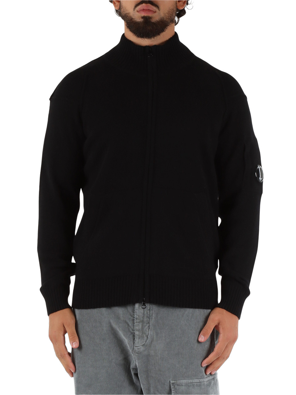NERO | Cardigan con zip in misto lana