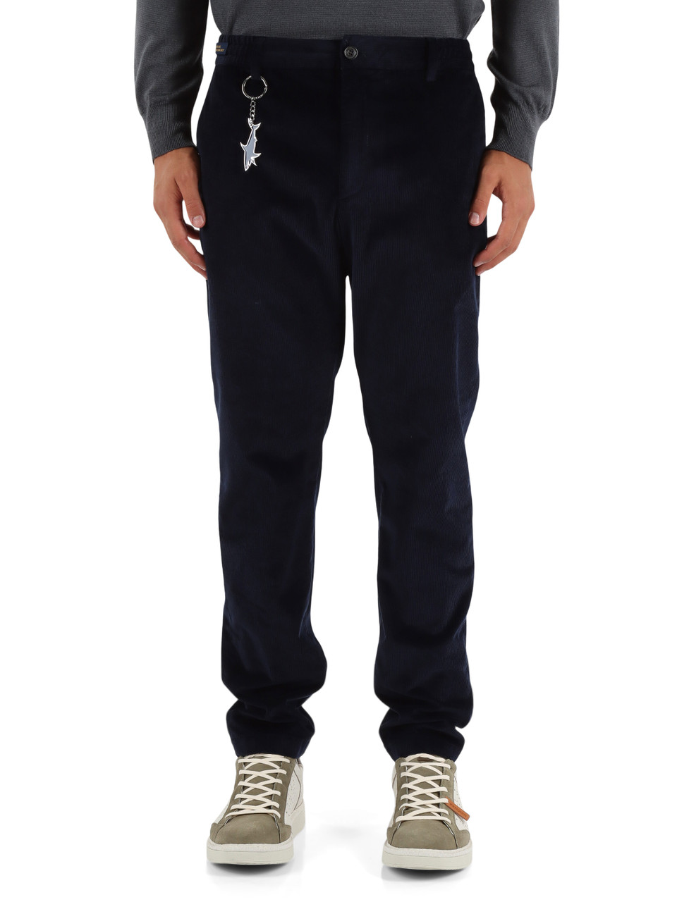 BLU SCURO | Pantalone chino in velluto a coste