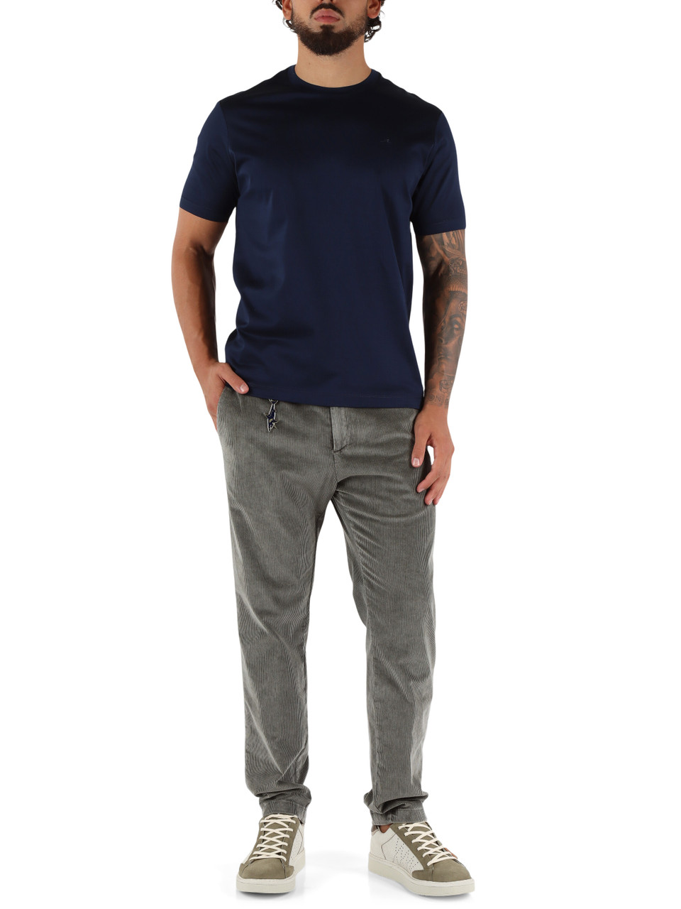 GRIGIO | Pantalone chino in velluto a coste