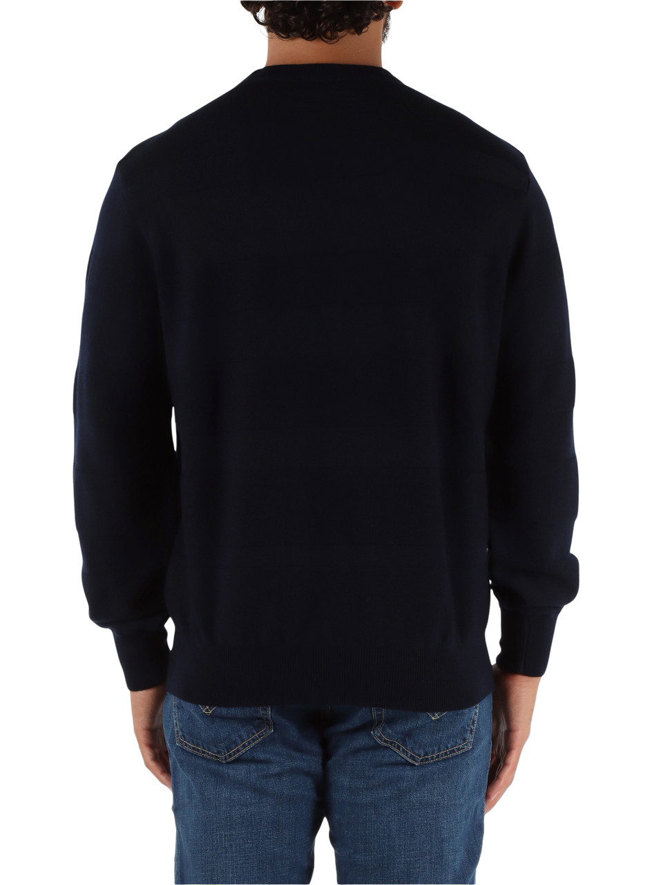 BLU SCURO | Maglia girocollo in lana vergine con motivo decorativo BLU SCURO | Maglia girocollo in lana vergine con motivo decorativo