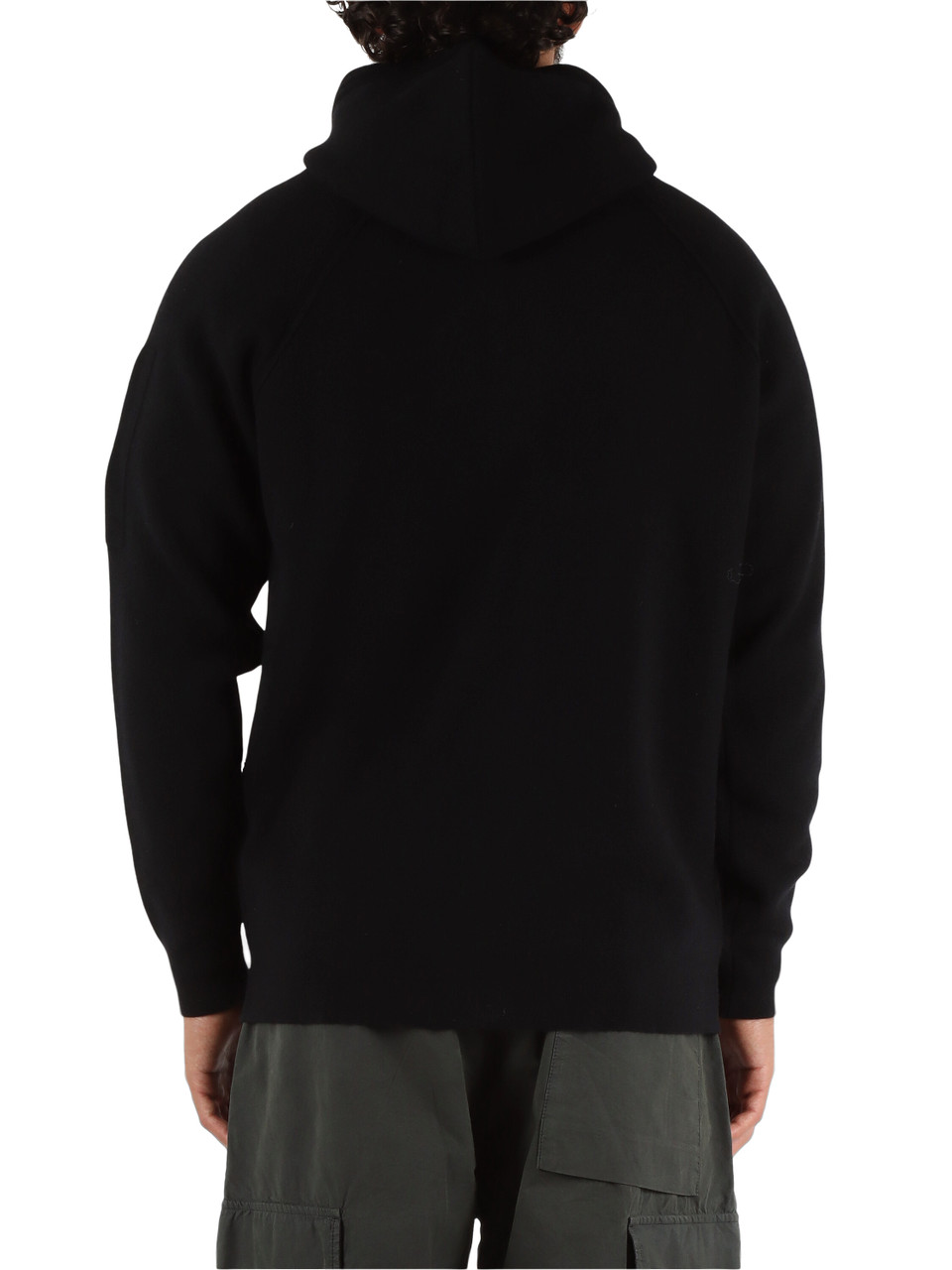 NERO | Cardigan con zip e cappuccio in misto lana