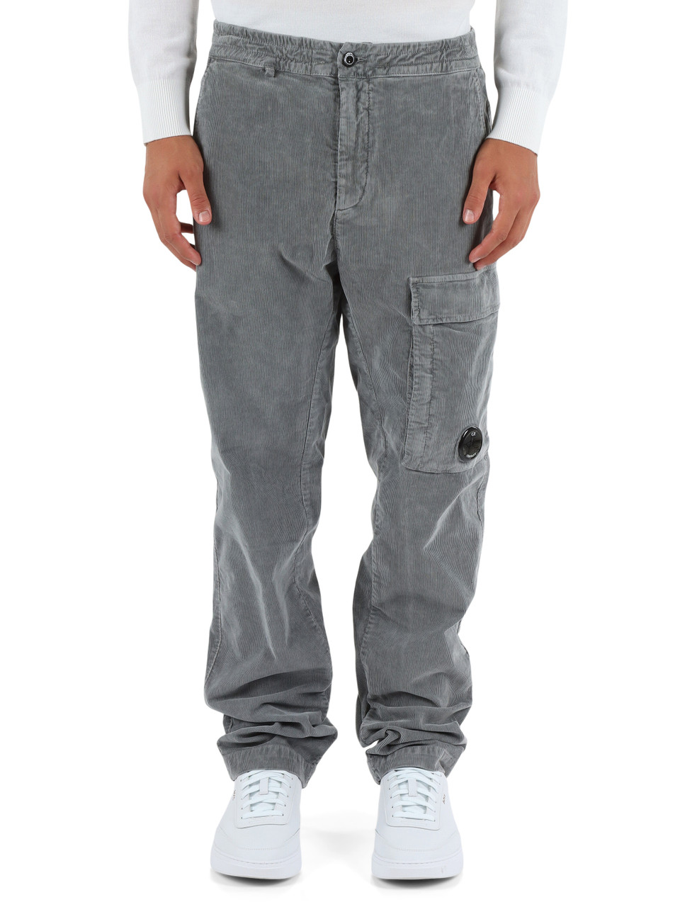 GRIGIO | Pantalone in corduroy con tasca cargo