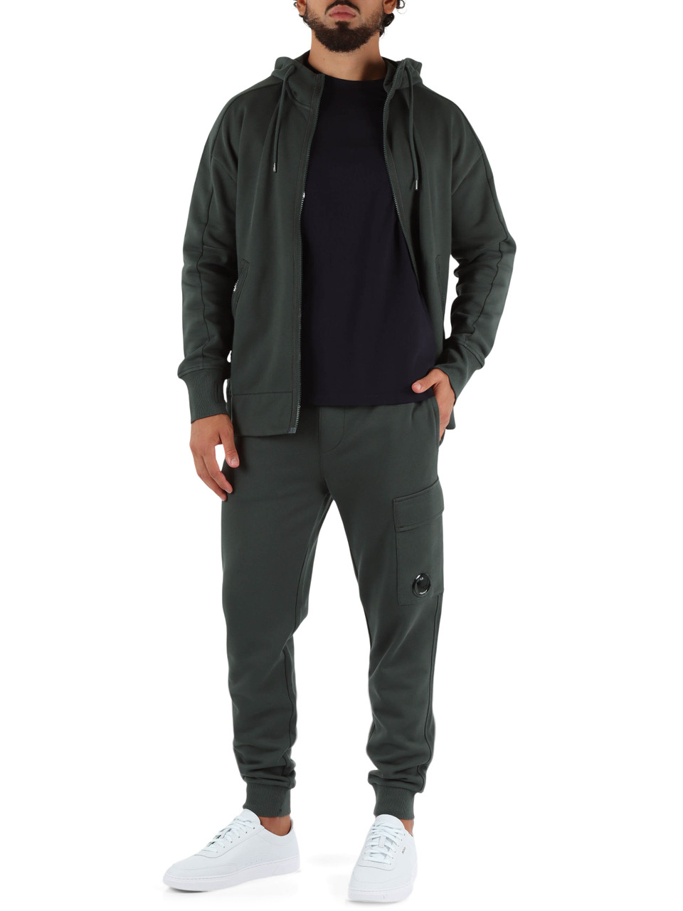 VERDE SCURO | Pantalone sportivo in cotone con tasca cargo VERDE SCURO | Pantalone sportivo in cotone con tasca cargo