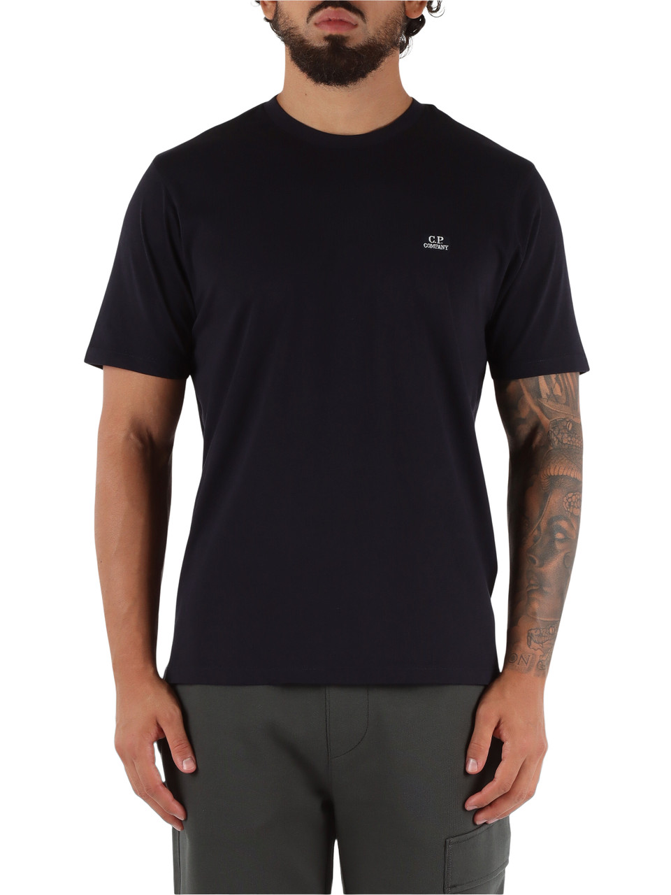 BLU SCURO | T-shirt in cotone con patch logo frontale