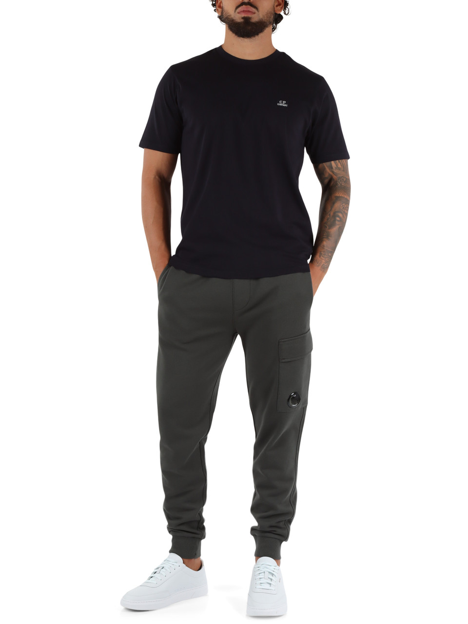 BLU SCURO | T-shirt in cotone con patch logo frontale