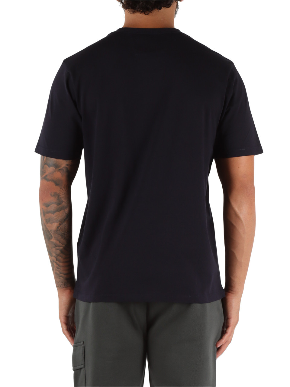 BLU SCURO | T-shirt in cotone con patch logo frontale BLU SCURO | T-shirt in cotone con patch logo frontale