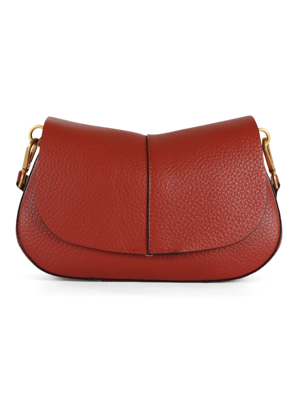 ROSSO SCURO | Borsa a spalla in pelle martellata HELENA ROUND