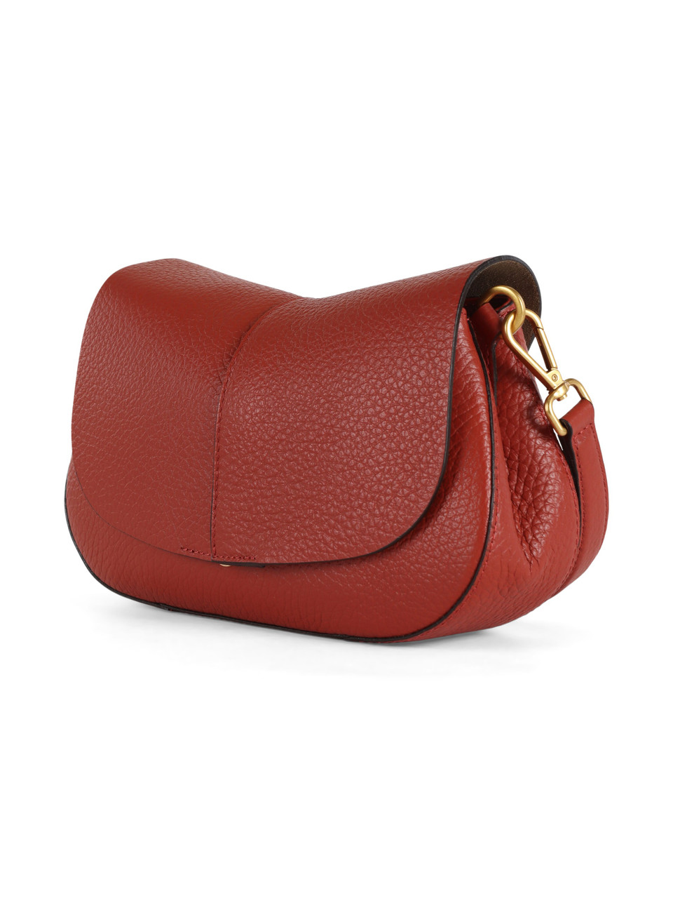 ROSSO SCURO | Borsa a spalla in pelle martellata HELENA ROUND