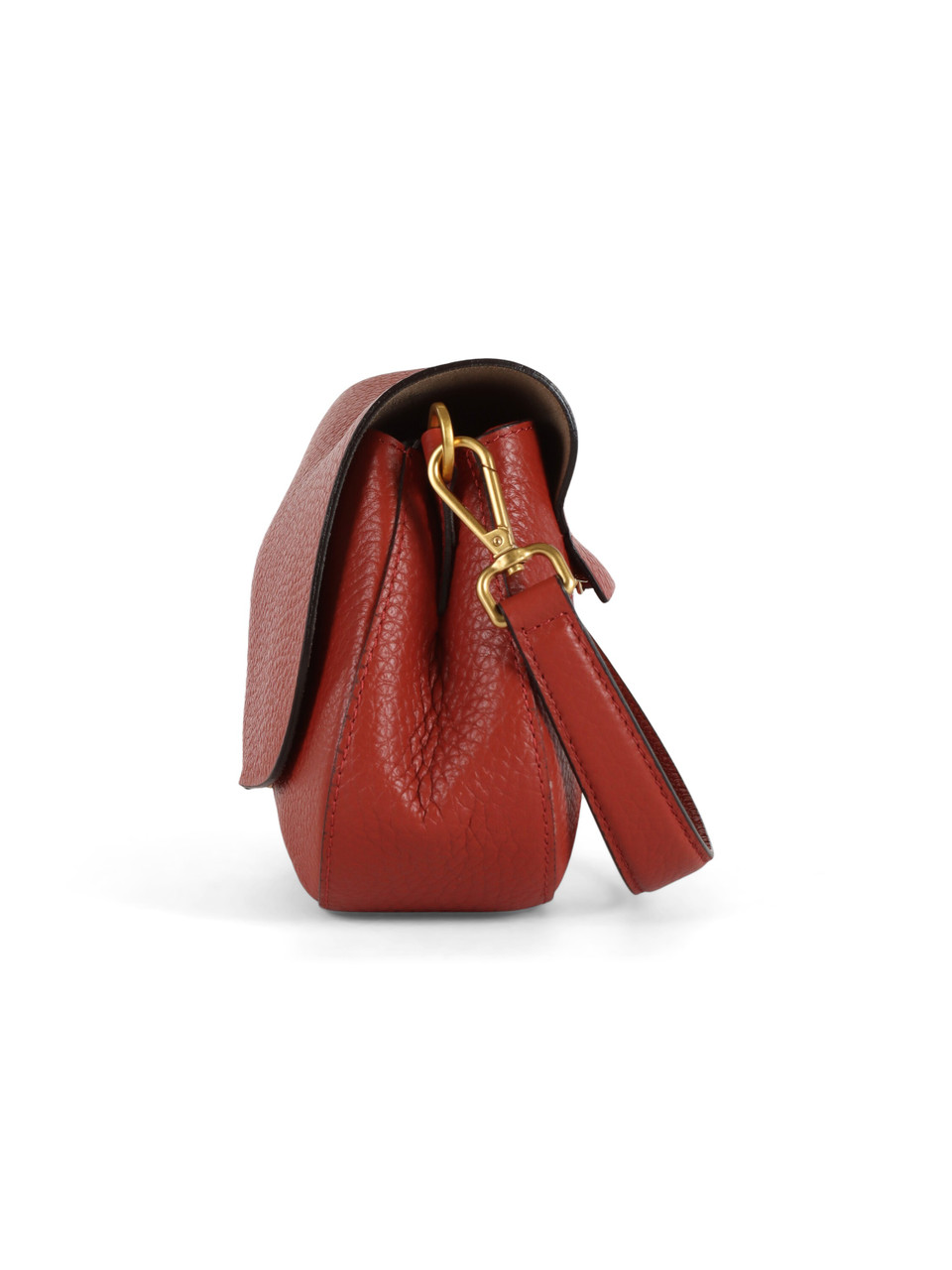 ROSSO SCURO | Borsa a spalla in pelle martellata HELENA ROUND