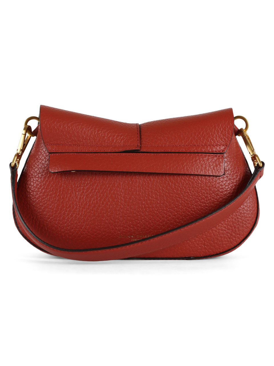 ROSSO SCURO | Borsa a spalla in pelle martellata HELENA ROUND