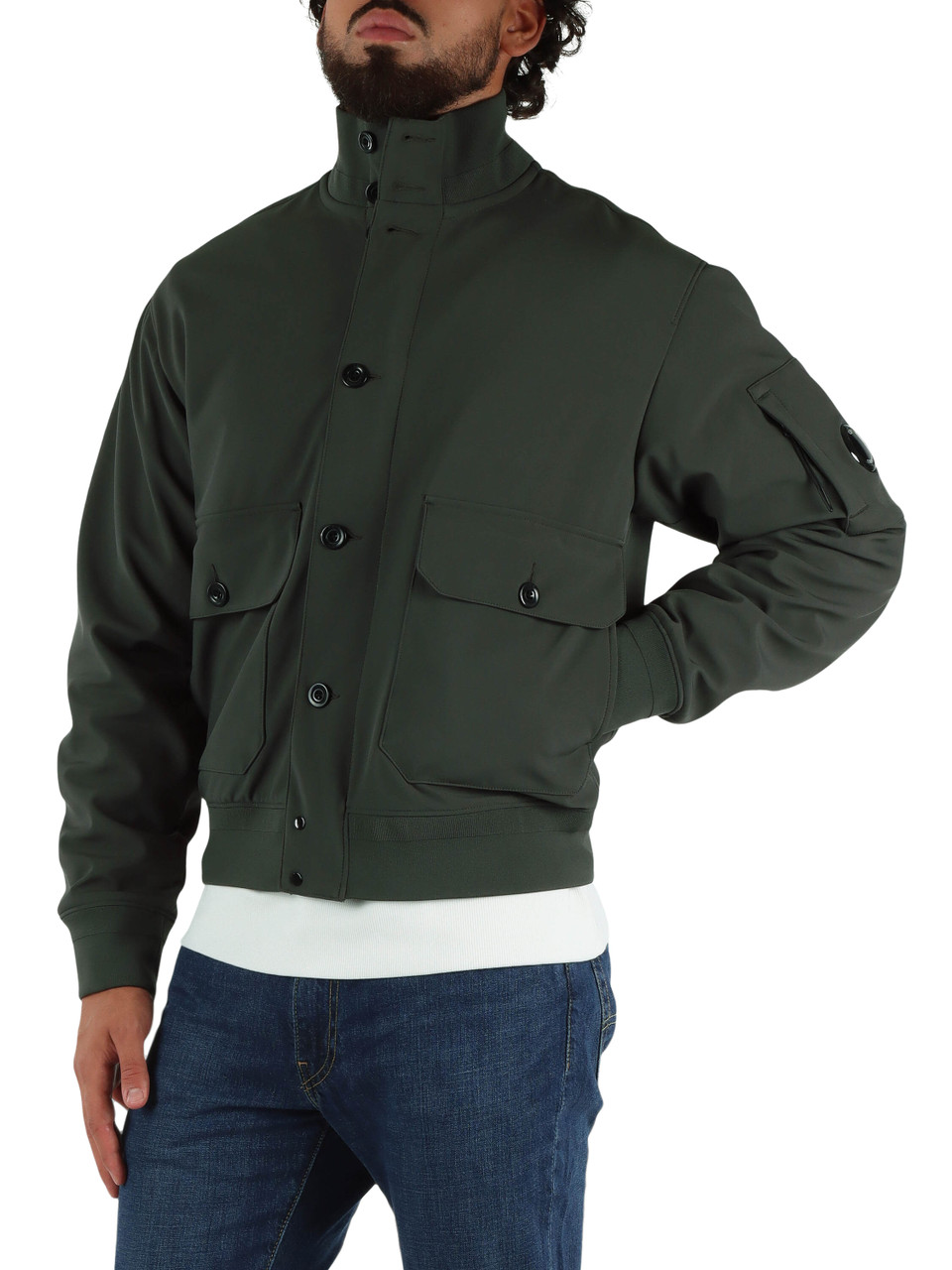 VERDE SCURO | Giacca felpata in tessuto C.P. SHELL-R