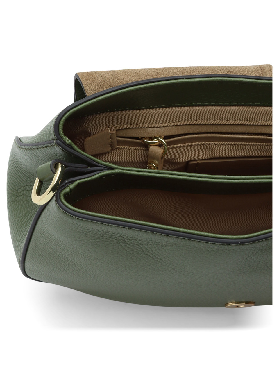 GRÜN | HELENA ROUND Umhängetasche aus genarbtem Leder