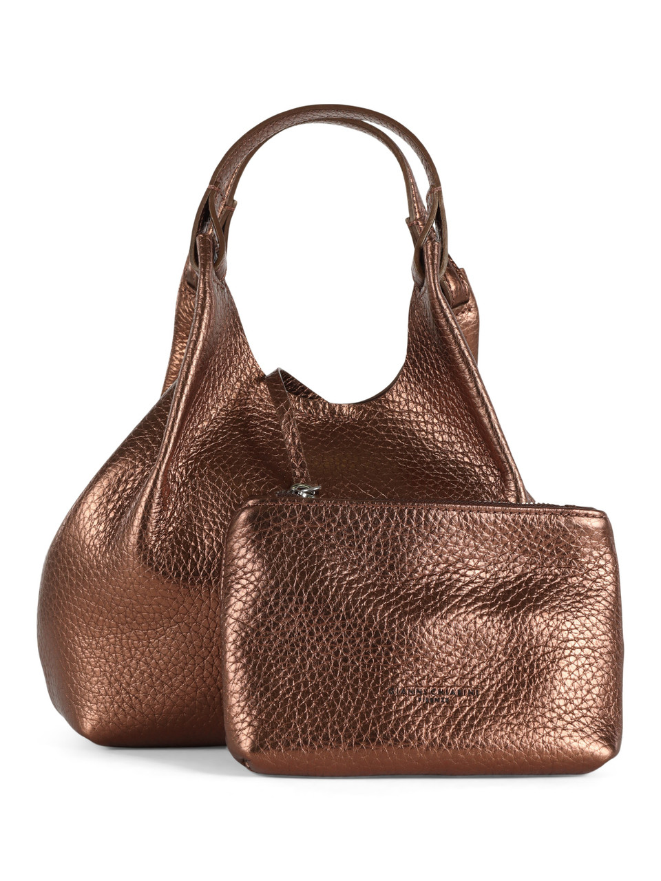 BRONZO | Borsa a mano in pelle martellata DUA Small