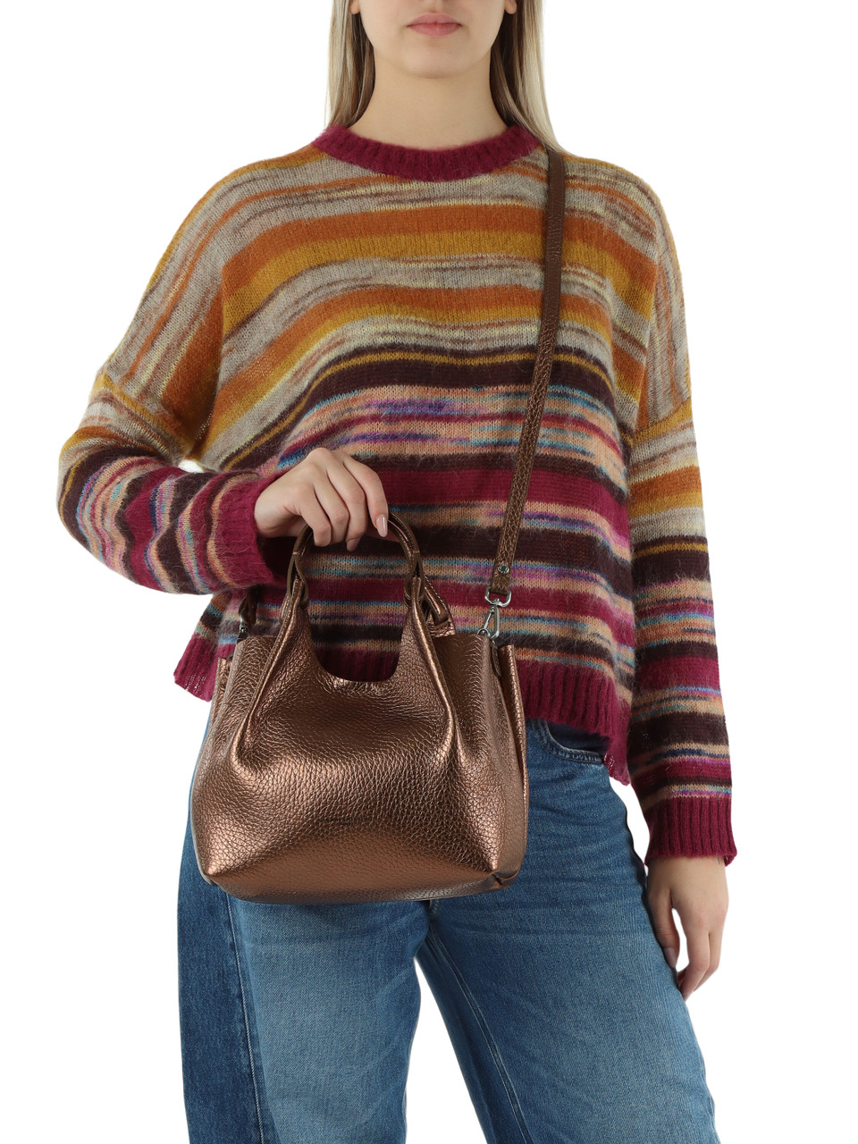 BRONZO | Borsa a mano in pelle martellata DUA Small BRONZO | Borsa a mano in pelle martellata DUA Small