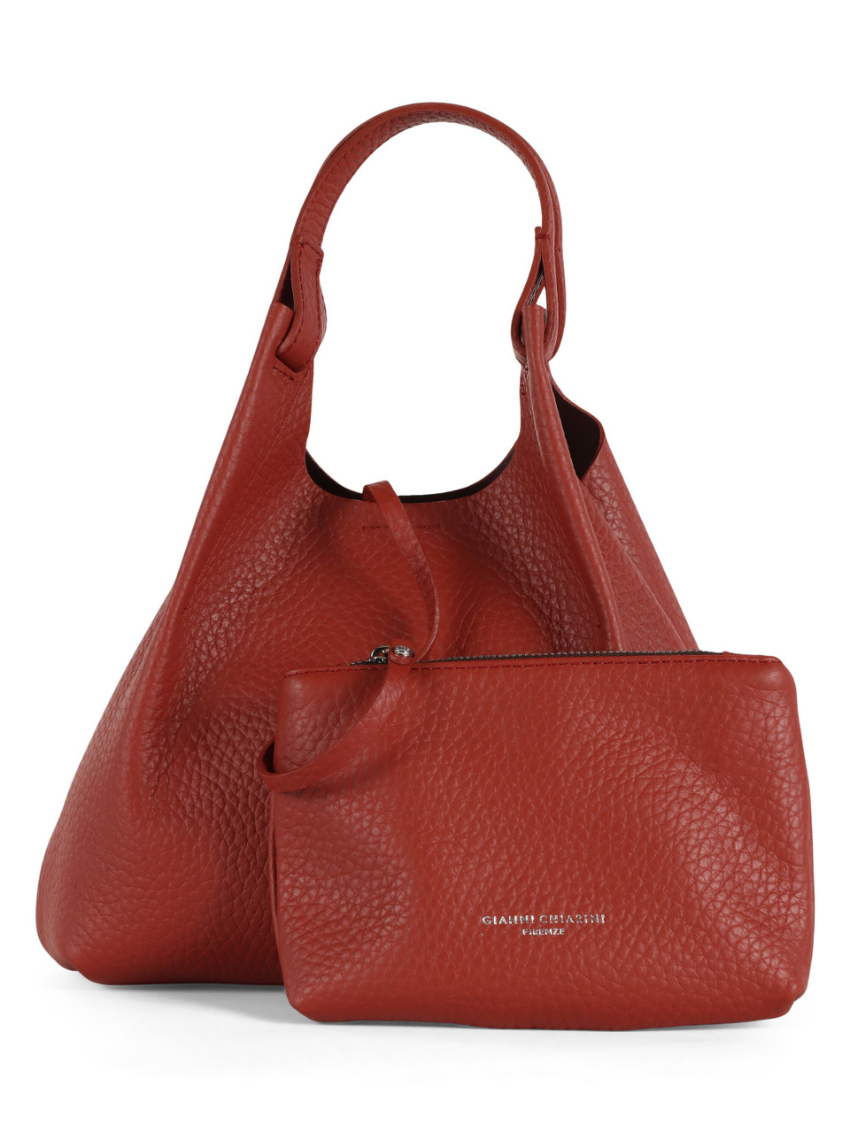 ROSSO SCURO | Borsa a mano in pelle martellata DUA Small