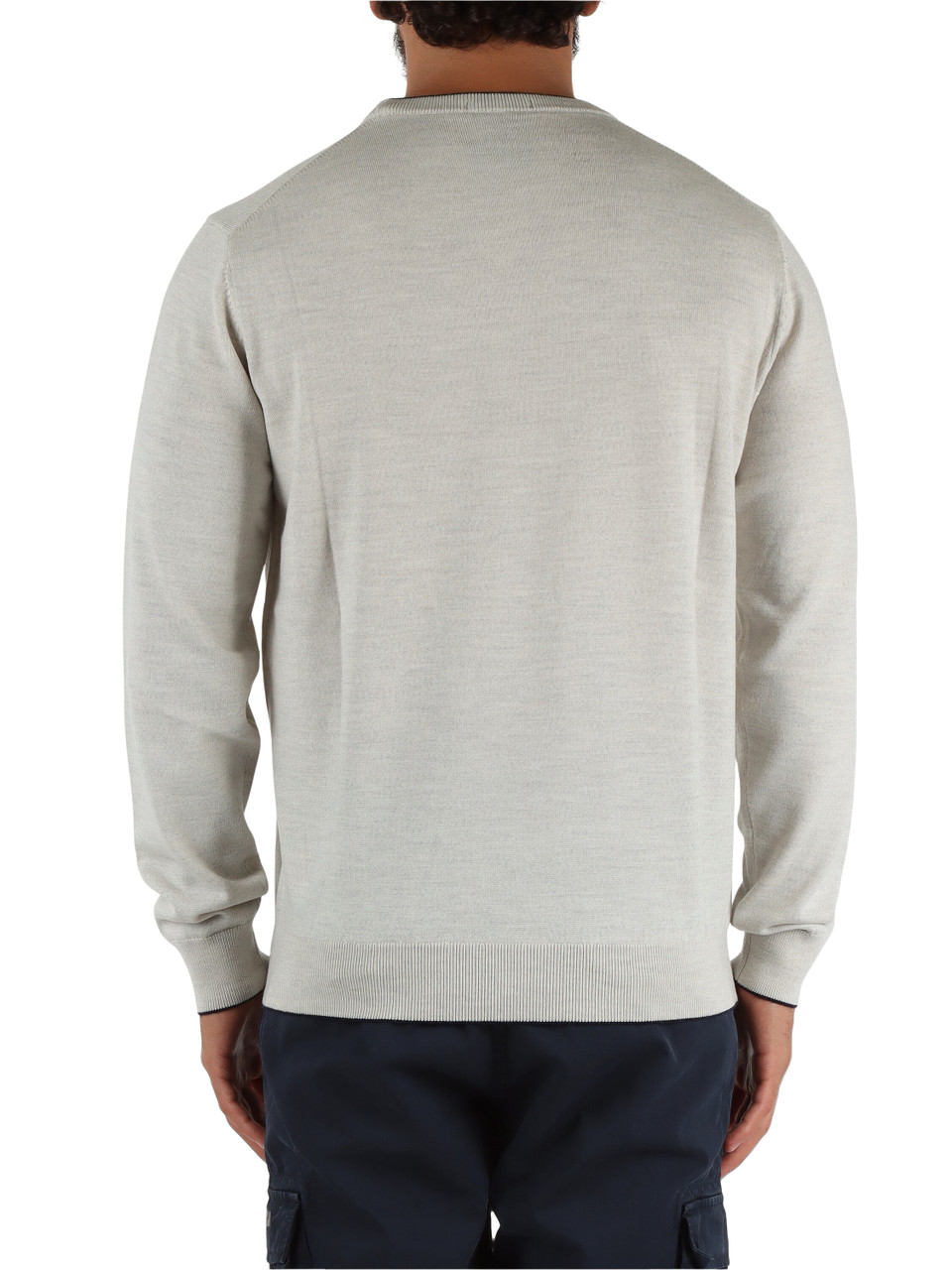 HELLGRAU | Rundhalspullover aus Merinowolle