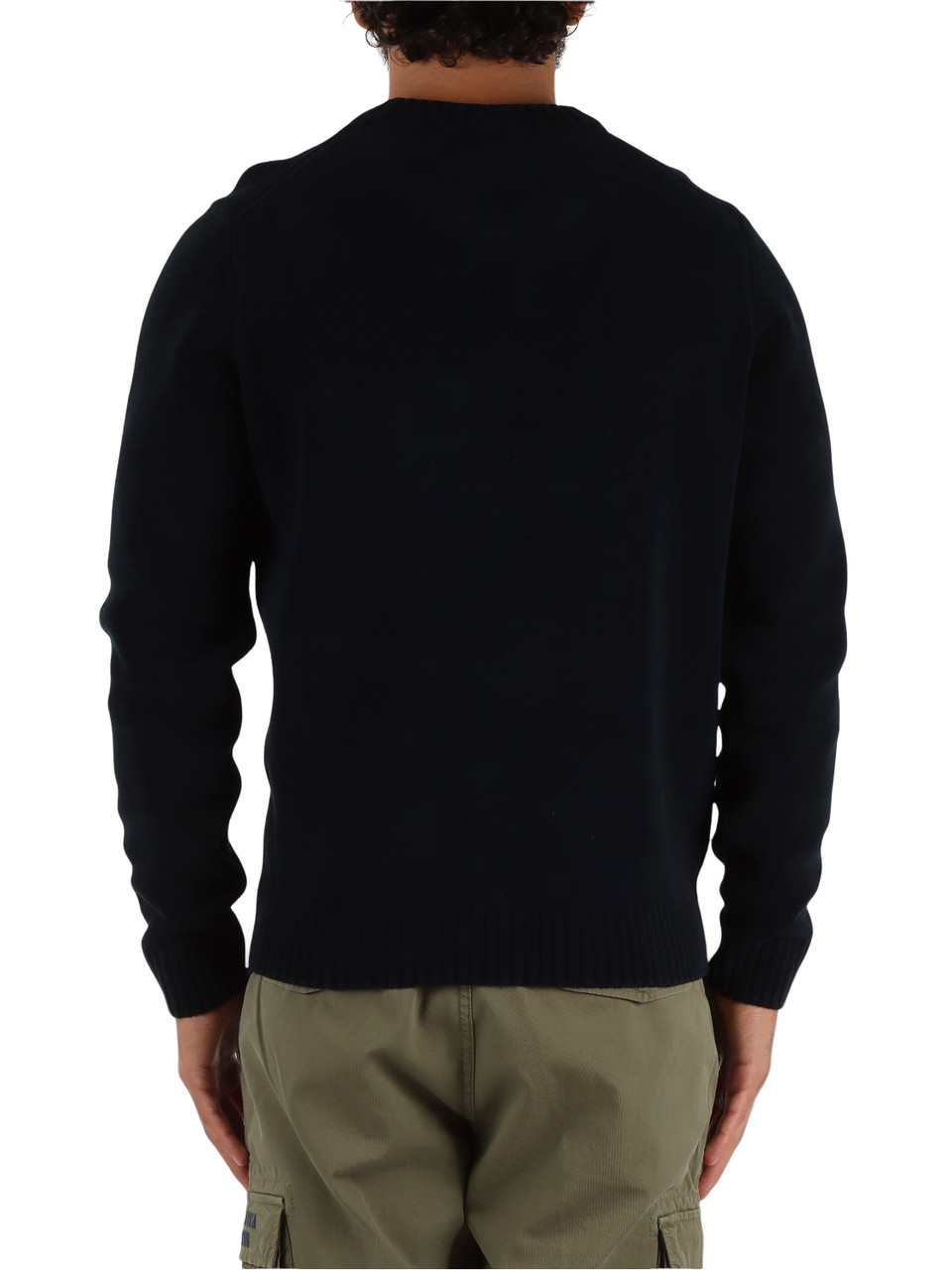 BLU SCURO | Maglia girocollo in cotone con patch logo