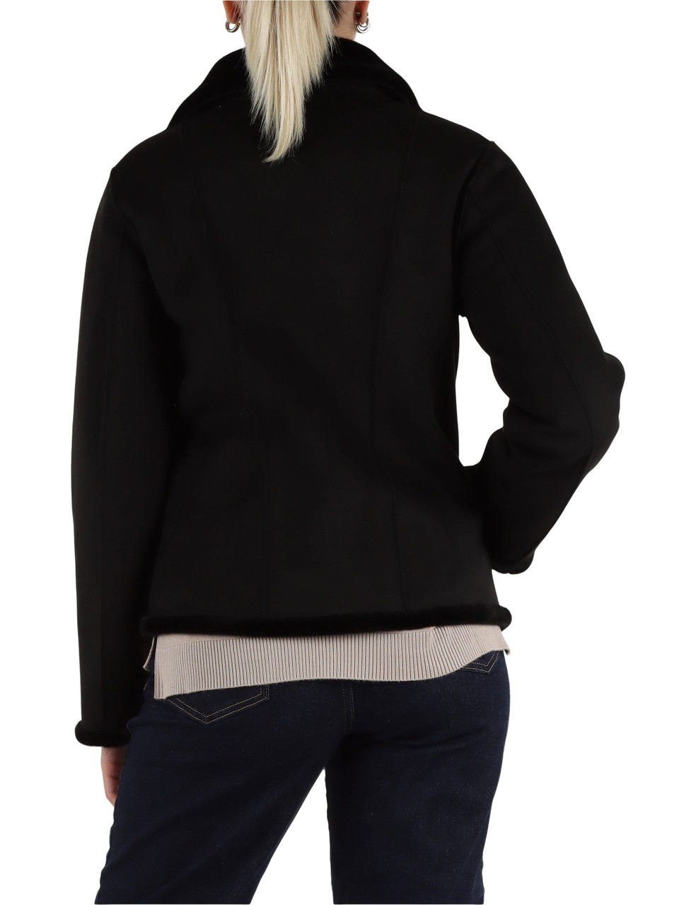 NERO | Giubbotto in ecosuede GHIACCI con interno in ecopelliccia