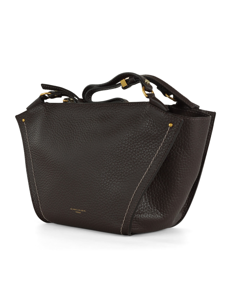 MARRONE | Borsa a spalla in pelle martellata BLOOM Medium