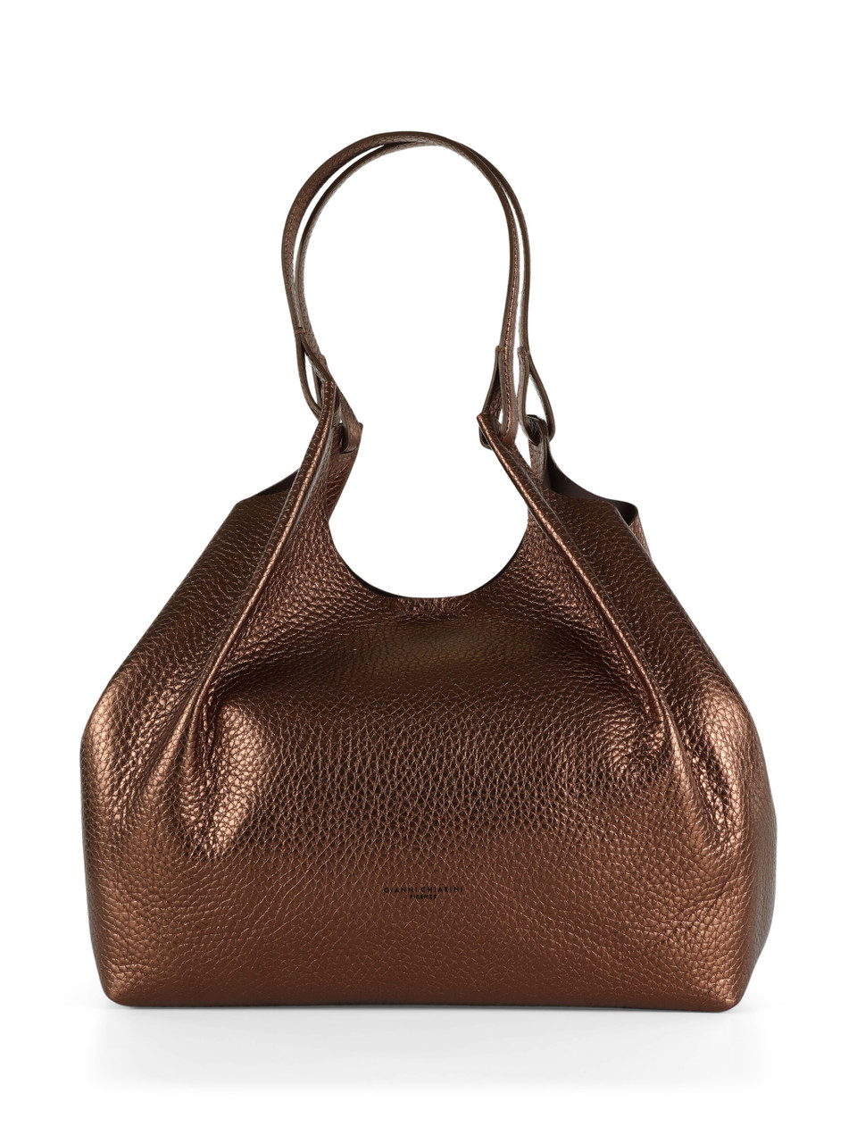 BRONZO | Borsa a spalla in pelle martellata DUA Large