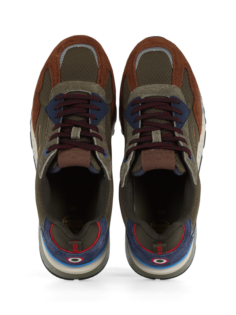 VERDE | Sneakers in pelle e tessuto con ricamo logo