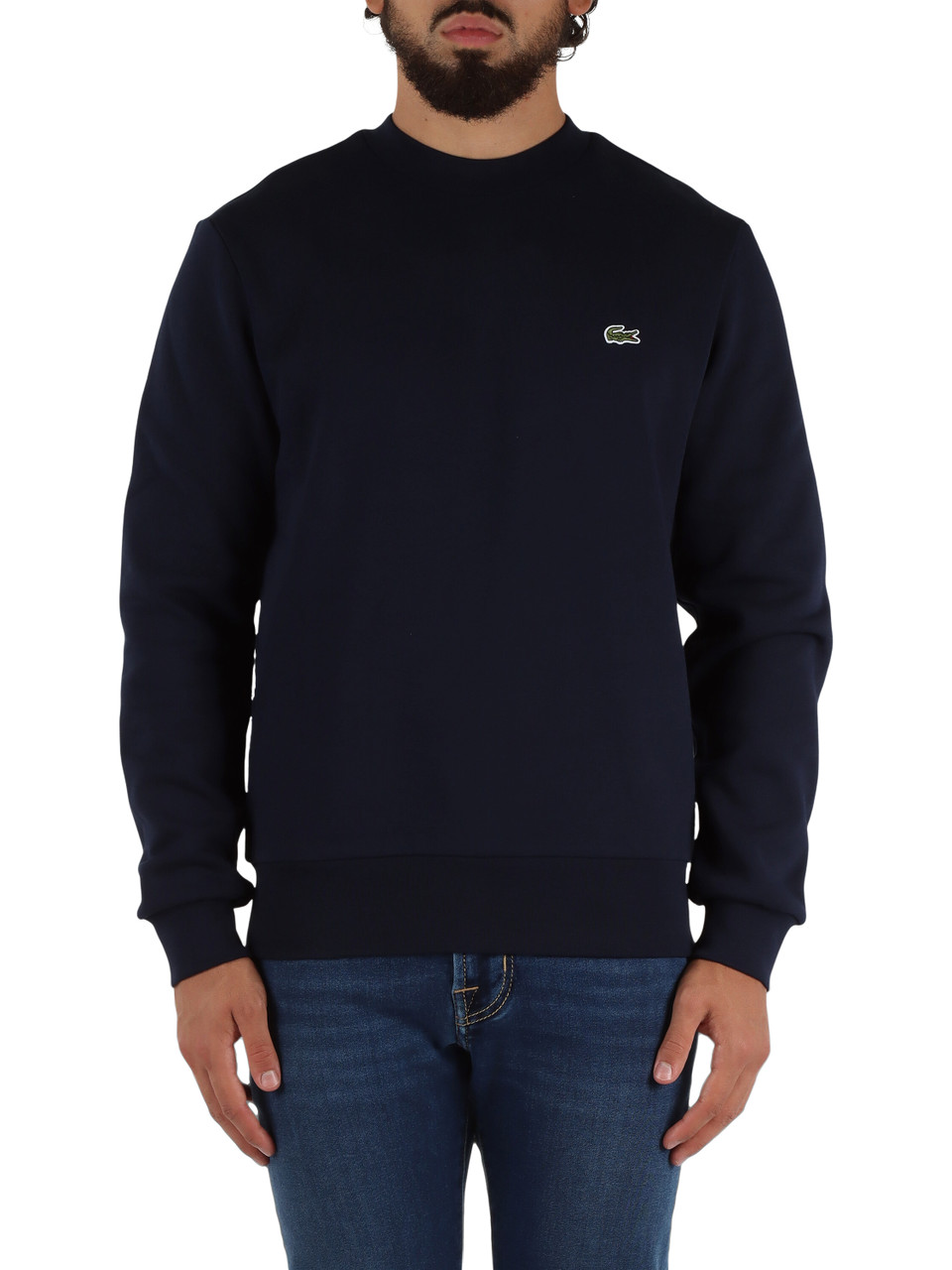 BLU SCURO | Felpa girocollo classic fit in misto cotone