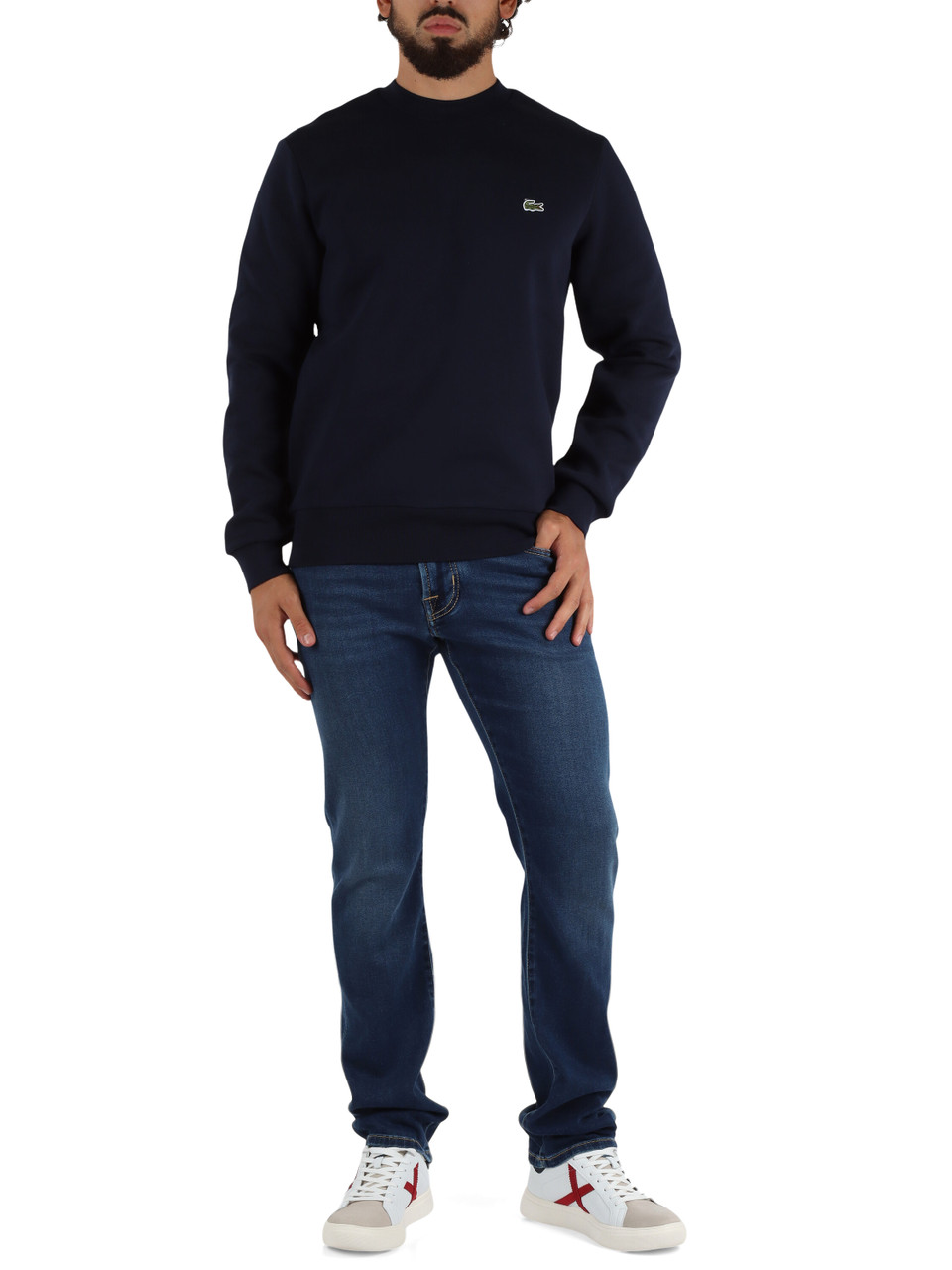 BLU SCURO | Felpa girocollo classic fit in misto cotone