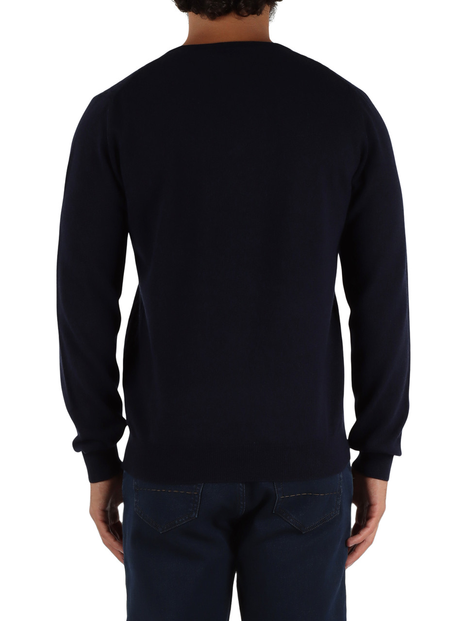 BLU SCURO | Maglia collo a V in lana e cashmere