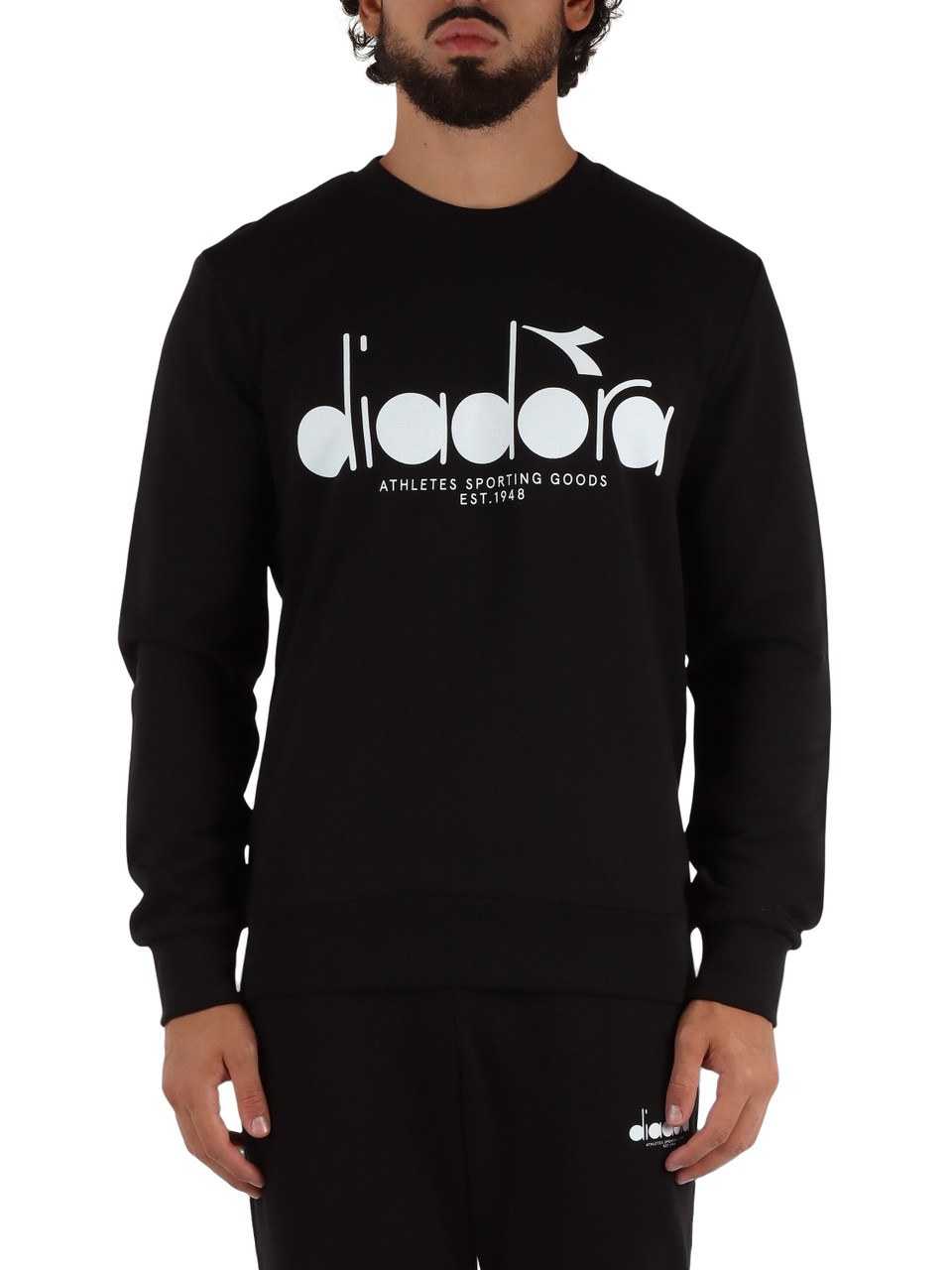 NERO | Felpa girocollo in cotone garzato