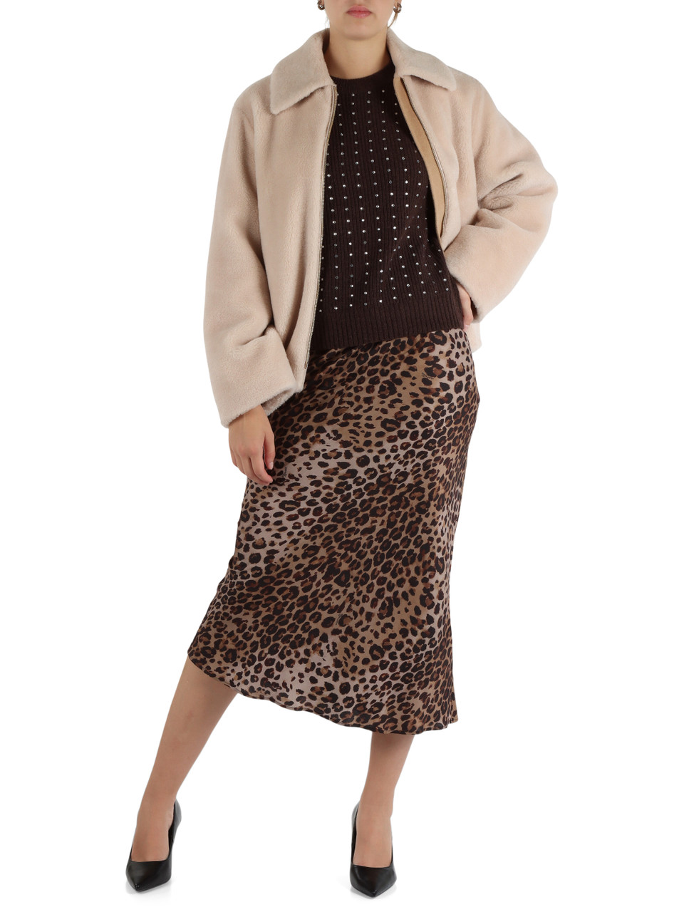 MARRONE | SPORT: Maglia in misto lana con strass TODI