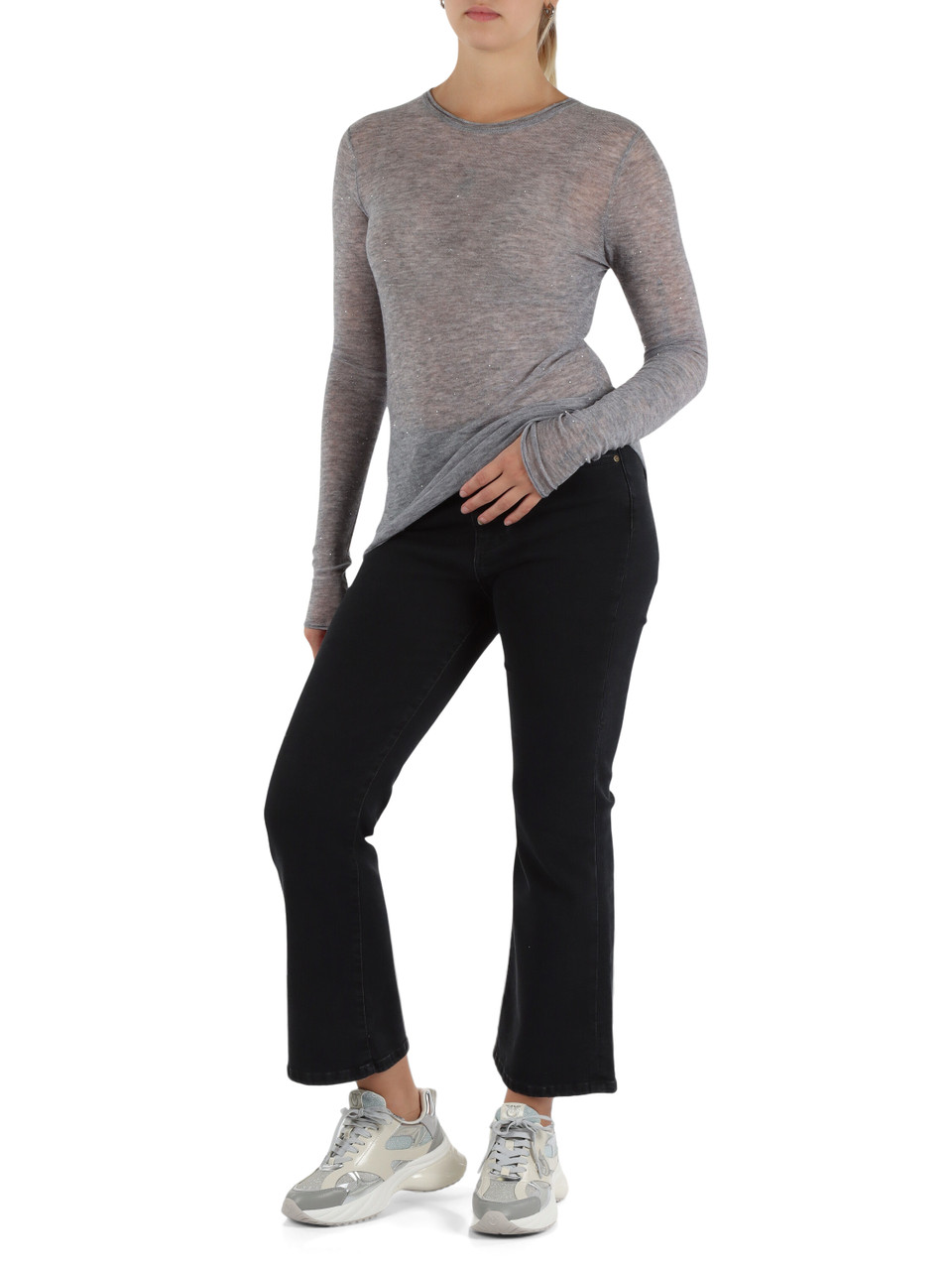 GRIGIO | Maglia in lana ultrafine PICO con micropaillettes