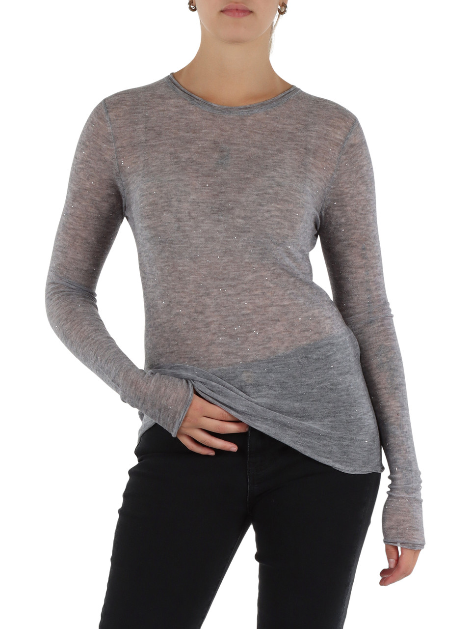 GRIGIO | Maglia in lana ultrafine PICO con micropaillettes