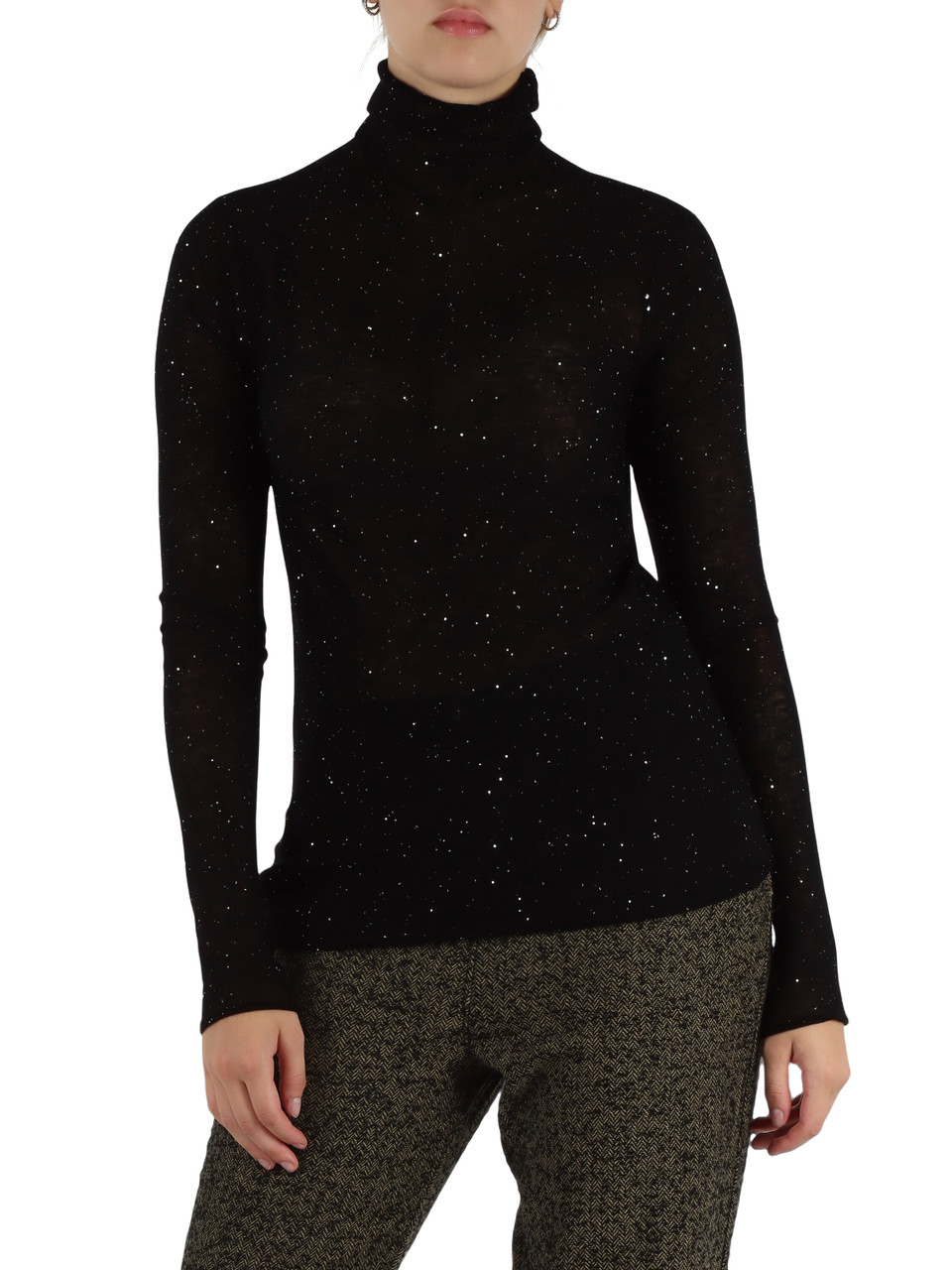 NERO | Maglia in lana ultrafine MOSS con micropaillettes