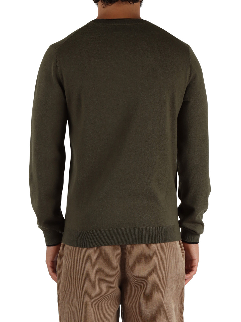 VERDE SCURO | Maglia girocollo in lana merino e cotone