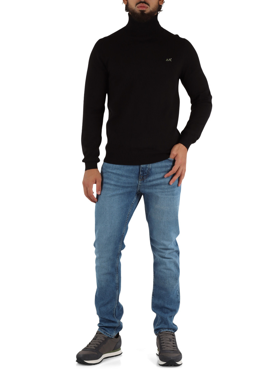 NERO | Maglia collo alto in lana merino e cotone