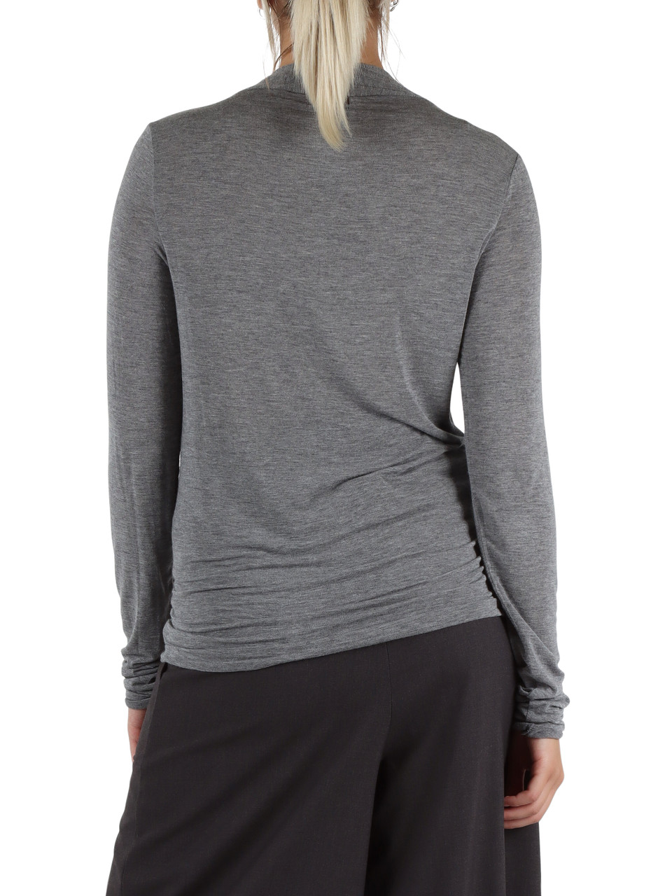 GRIGIO | T-shirt manica lunga in misto viscosa e cashmere