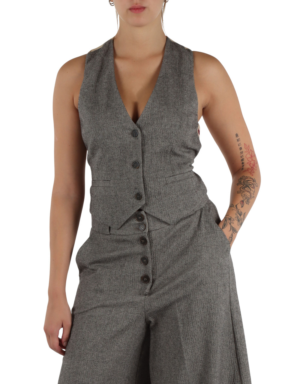 GRIGIO | Gilet in misto cotone e viscosa