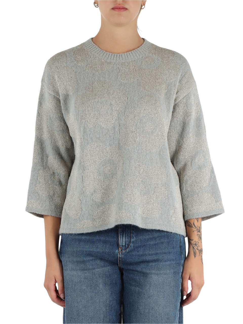 GRIGIO CHIARO | Maglia in misto alpaca, lana e lurex