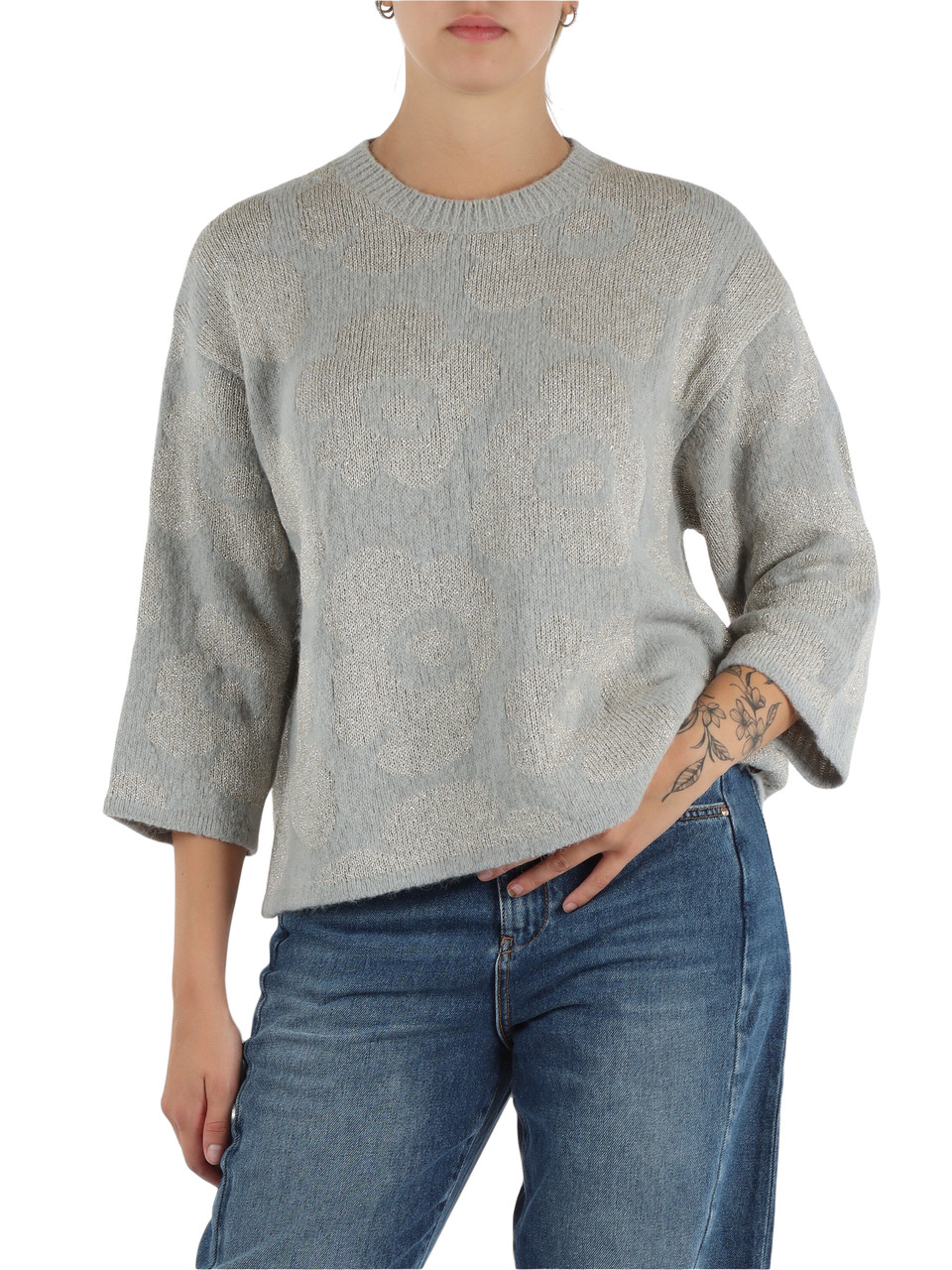 GRIGIO CHIARO | Maglia in misto alpaca, lana e lurex