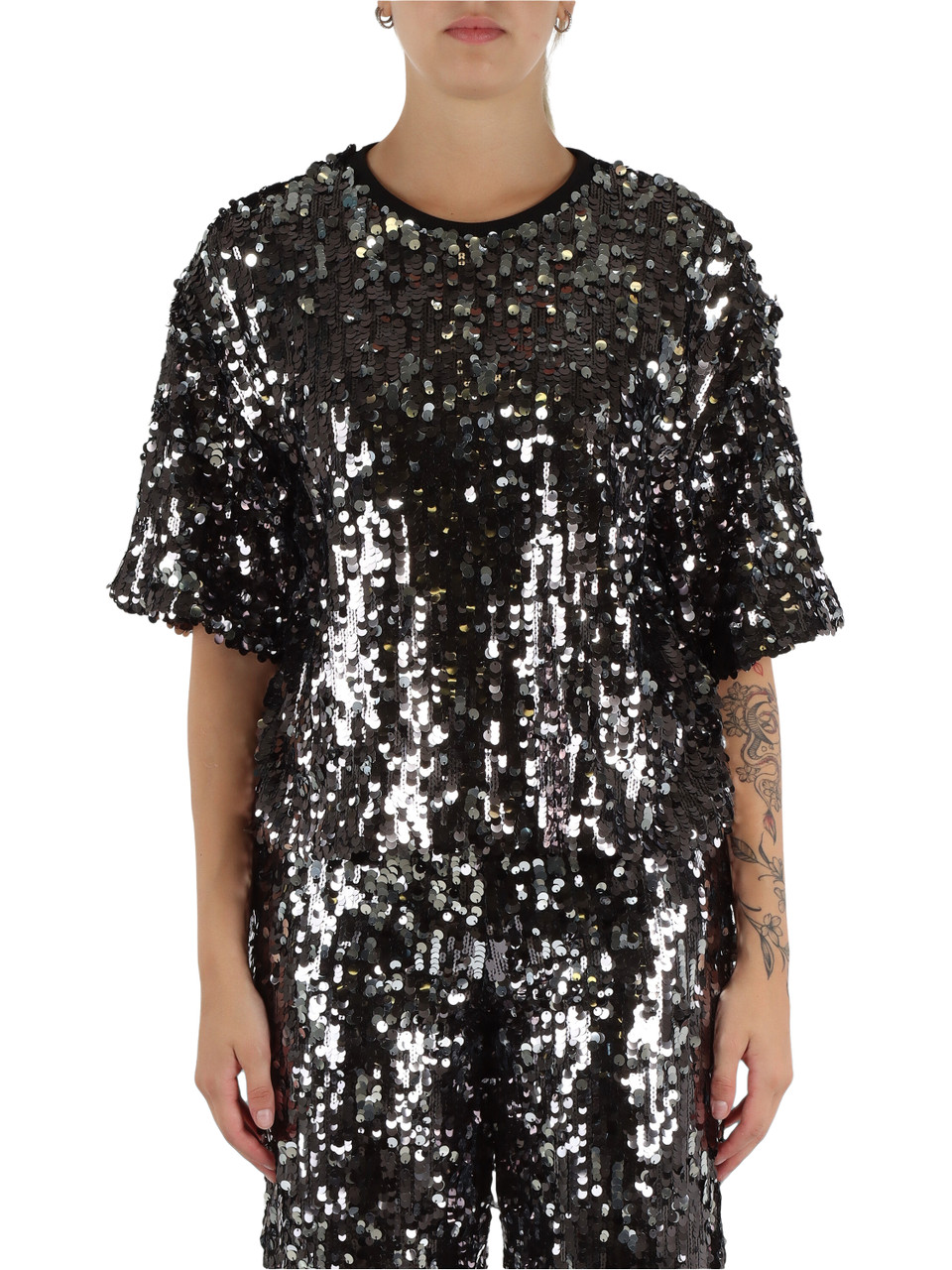 NERO | WEEKEND: Top paillettato CACAO1234