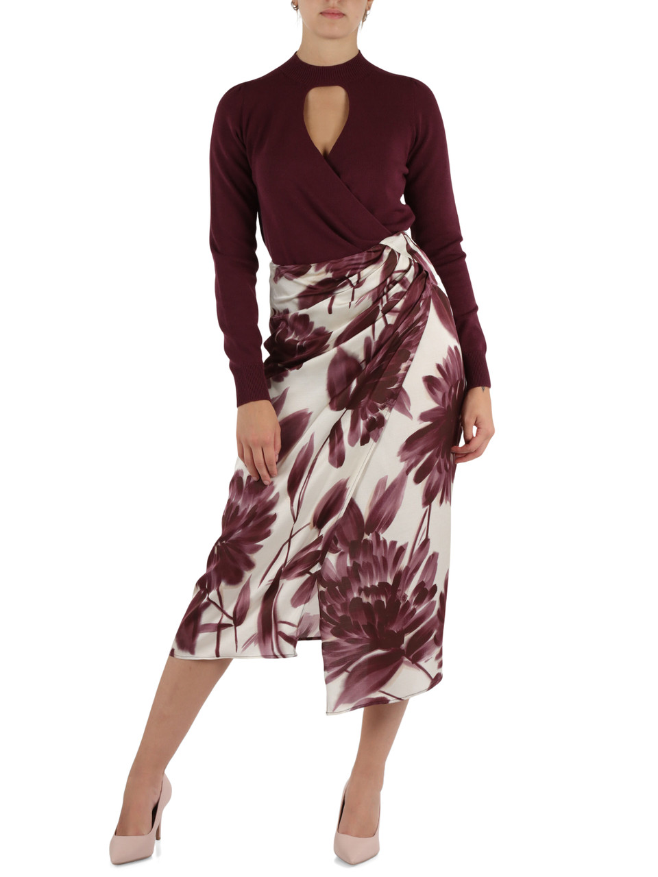 BORDEAUX | Maglia in misto viscosa effetto incrociato