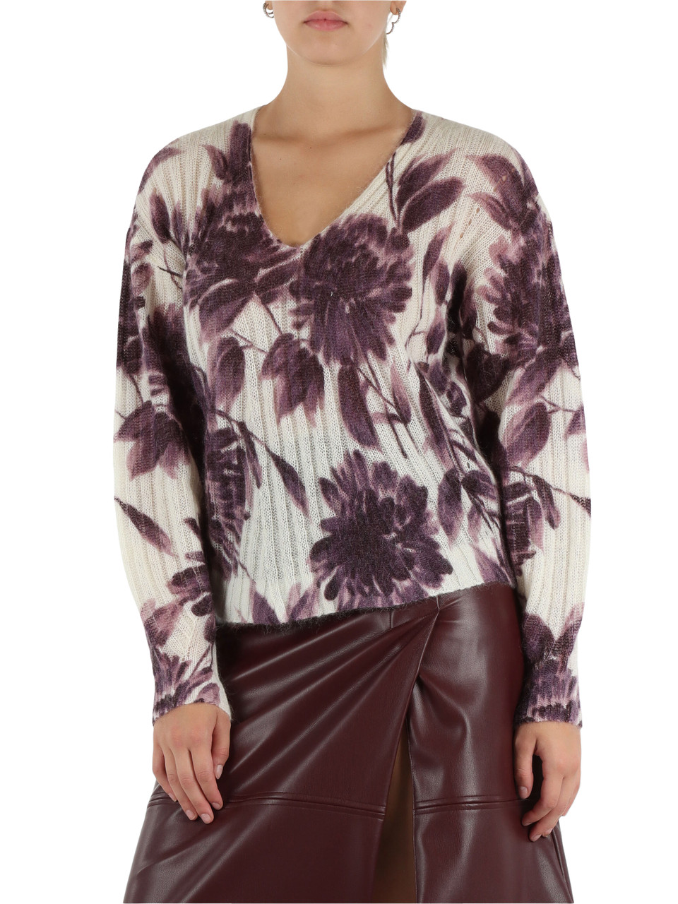 PANNA | Maglia collo a V in misto lana e mohair